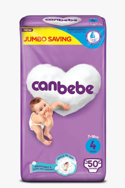 Canbebe Jumbo Maxi Size 4 Pack Diapers (50PCS)